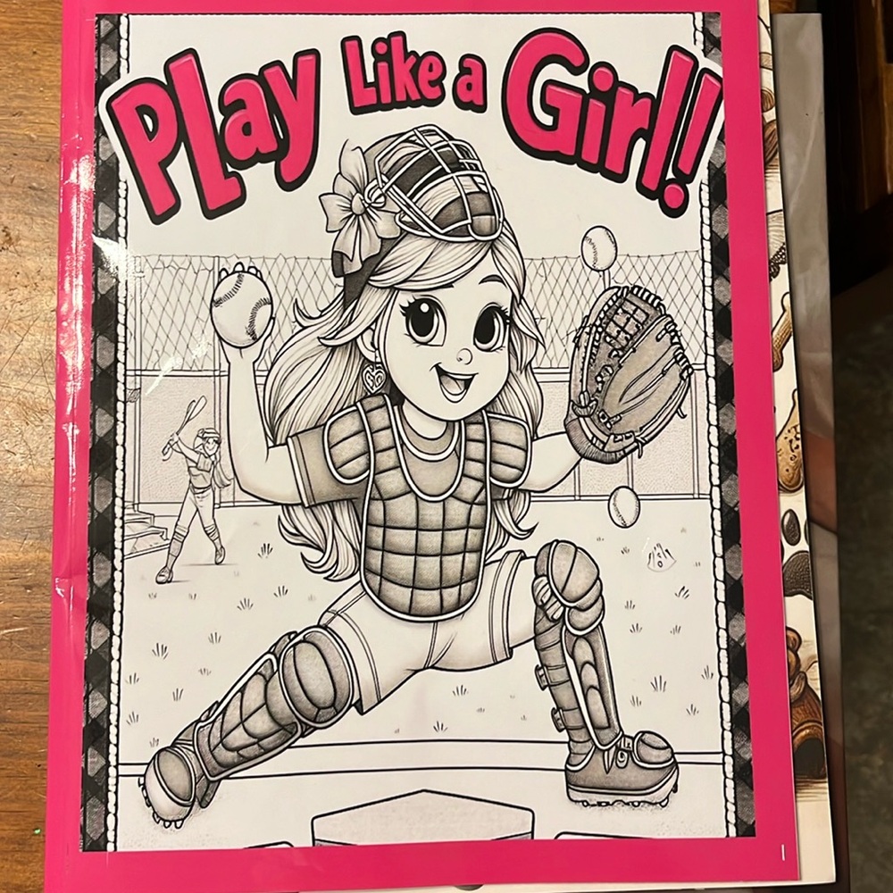 Play Like a Girl Softball themed coloring book